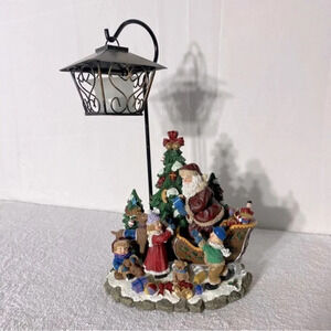 Vintage Christmas Candle Lamp Scene Santa Sleigh Toys  Kids Festive Decor